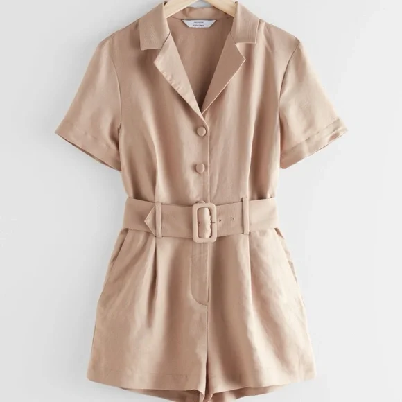 & Other Stories Beige Button-Up romper - Picture 1 of 6